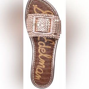 NIB size 9 Sam Edelman Women's Gabriela 2 Woven Buckle Slide Sandals champagne